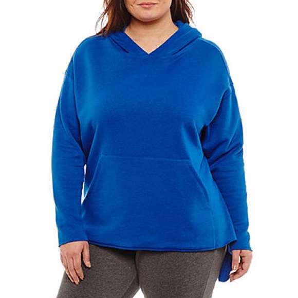 Tops - 1X Blue Long Sleeve Knit Hoodie 1X Tops - 1X Blue Long Sleeve Knit Hoodie 1X
